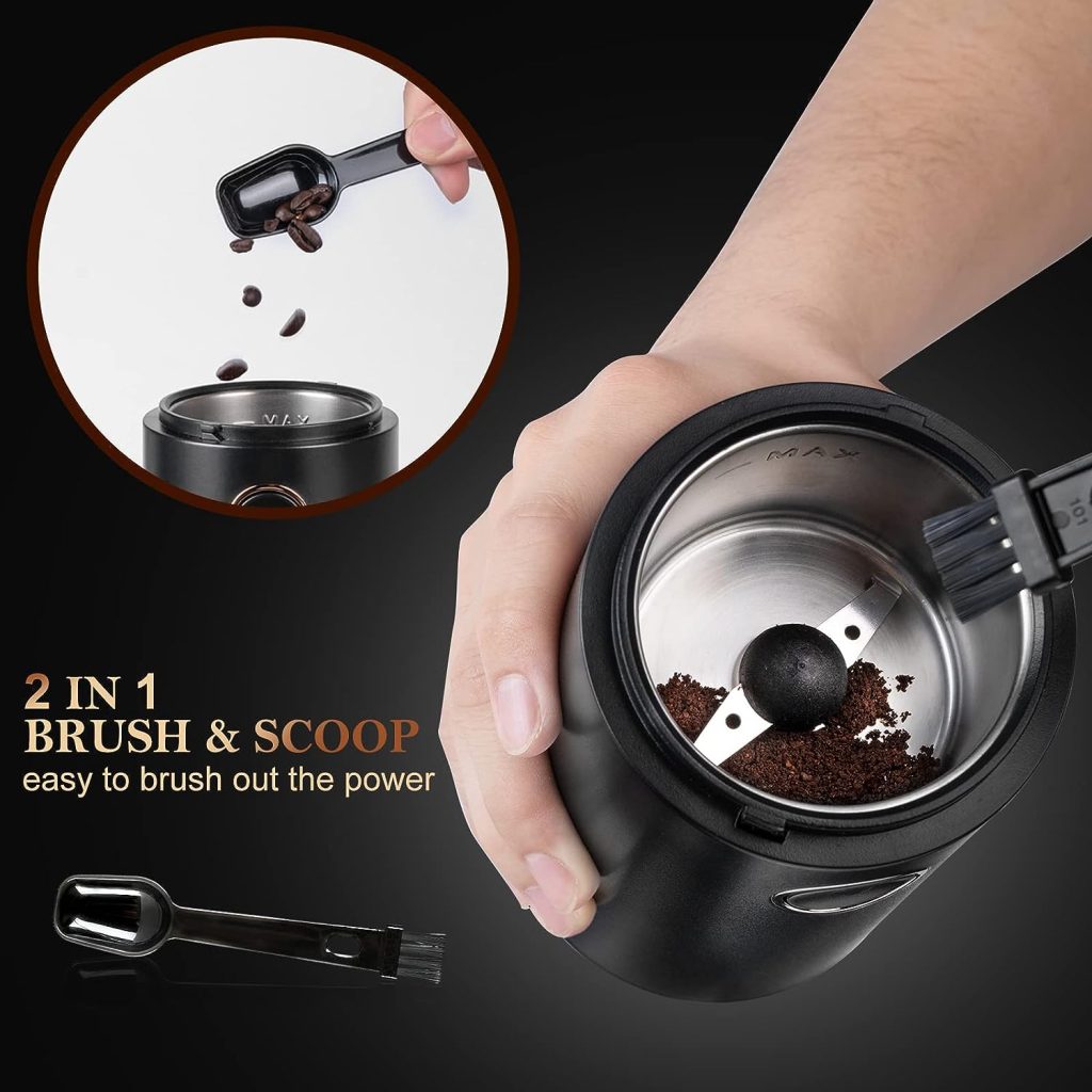 PARACITY Coffee Grinder Small/Spice Grinder Electric with 12 Cup Large Capacity, 150W Coffee Grinder Electric Stainless Blade Mill with BrushSpood for Spices, coffee, Nuts, Grains(Golden Button)